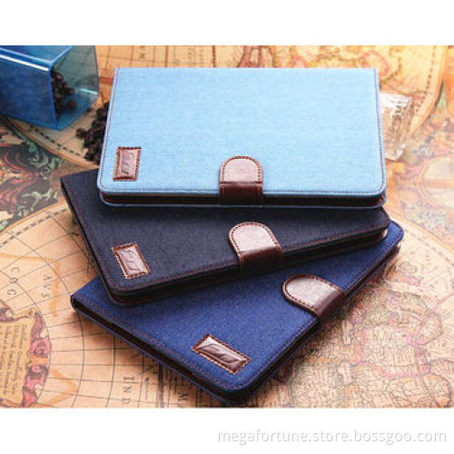 Denim fabrics protective case for iPad 5, stand PU leather, high quality, manufacturer